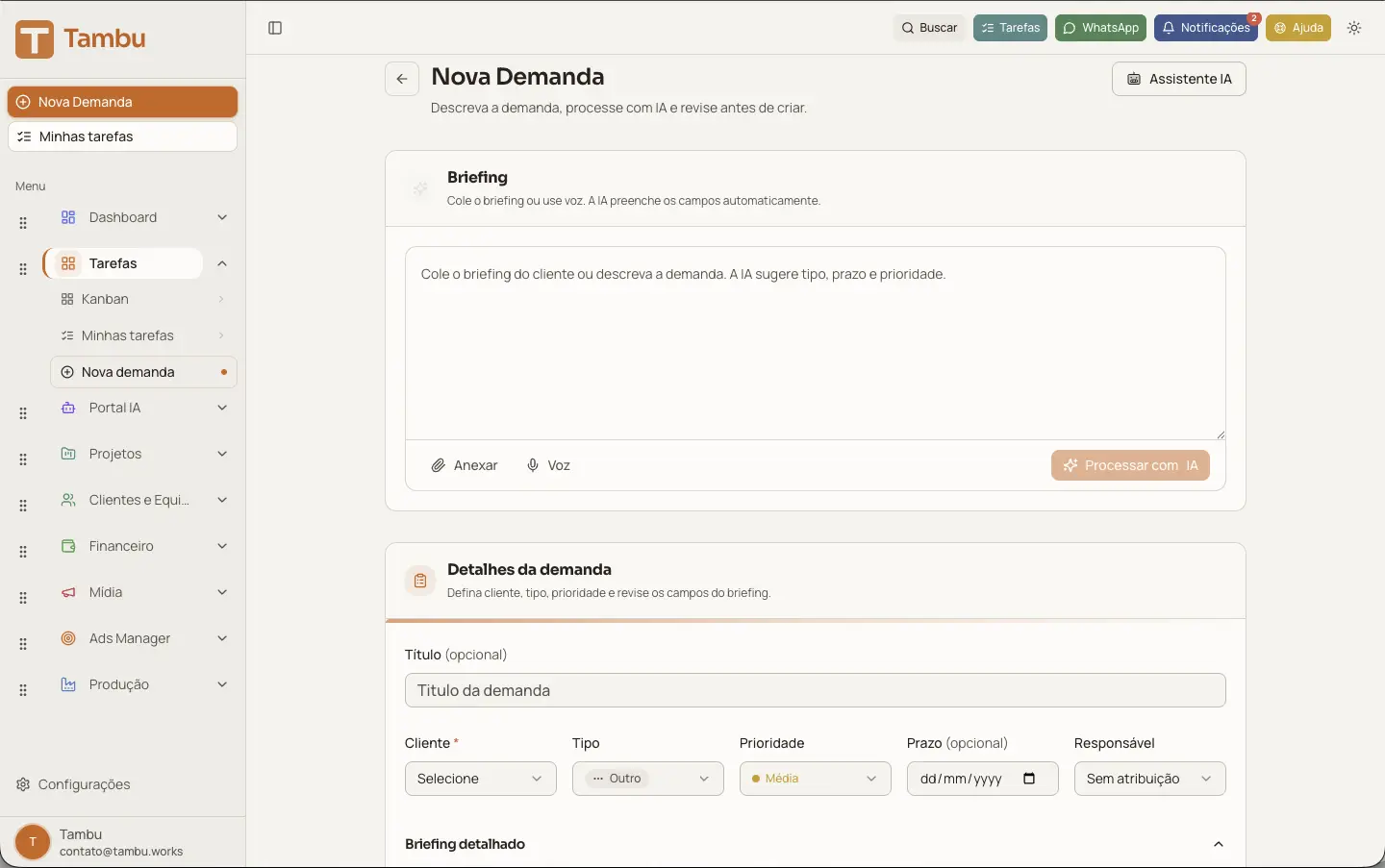 Estúdio de imagens IA do Tambu