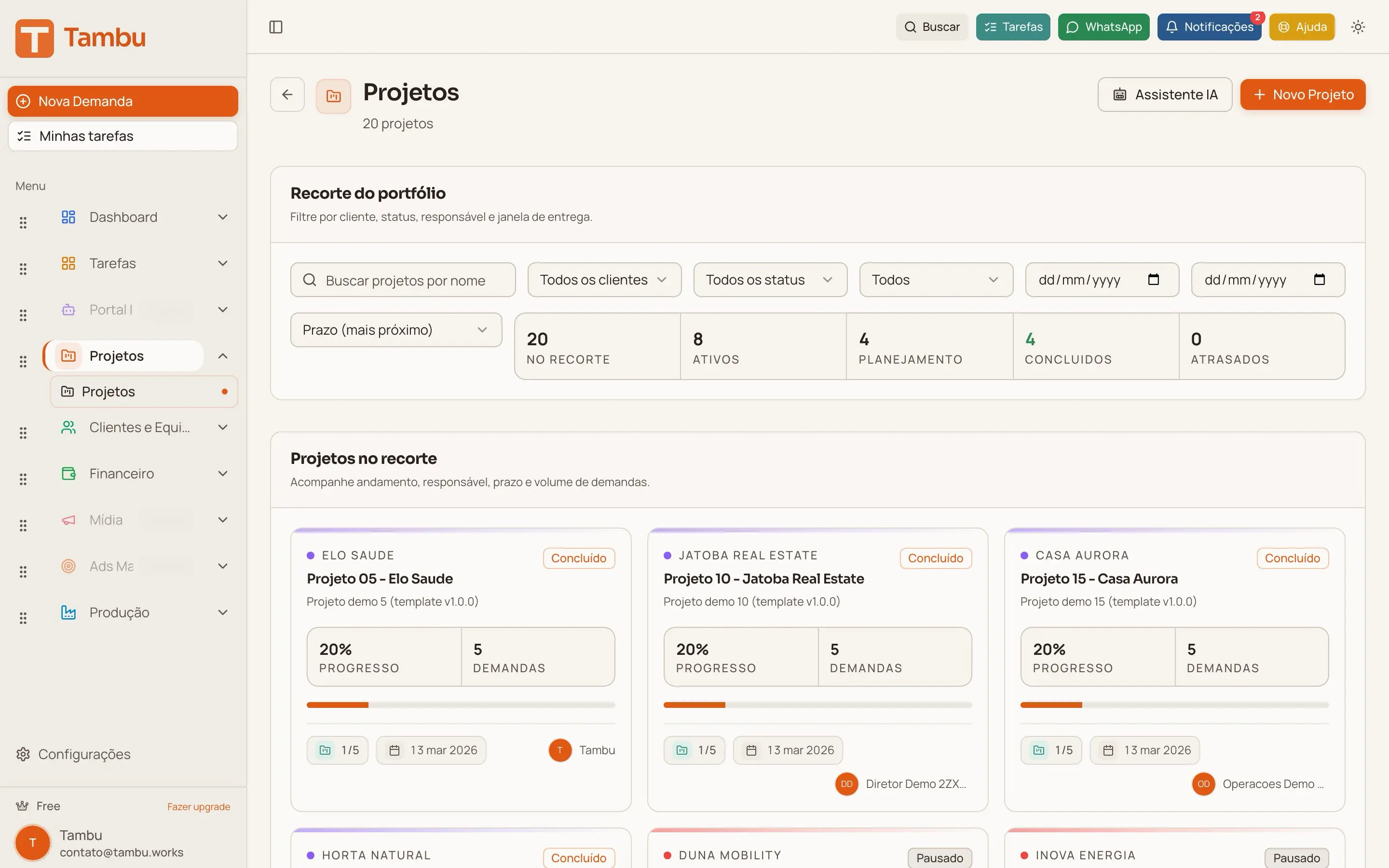 Modulo Projetos do Tambu
